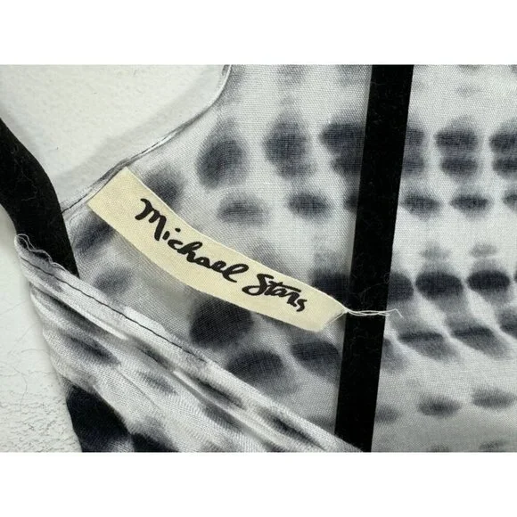 Michael Stars Tie Dye Ruana White Black Lightweight Gauzy Coverup Multi-Use - Picture 4 of 5